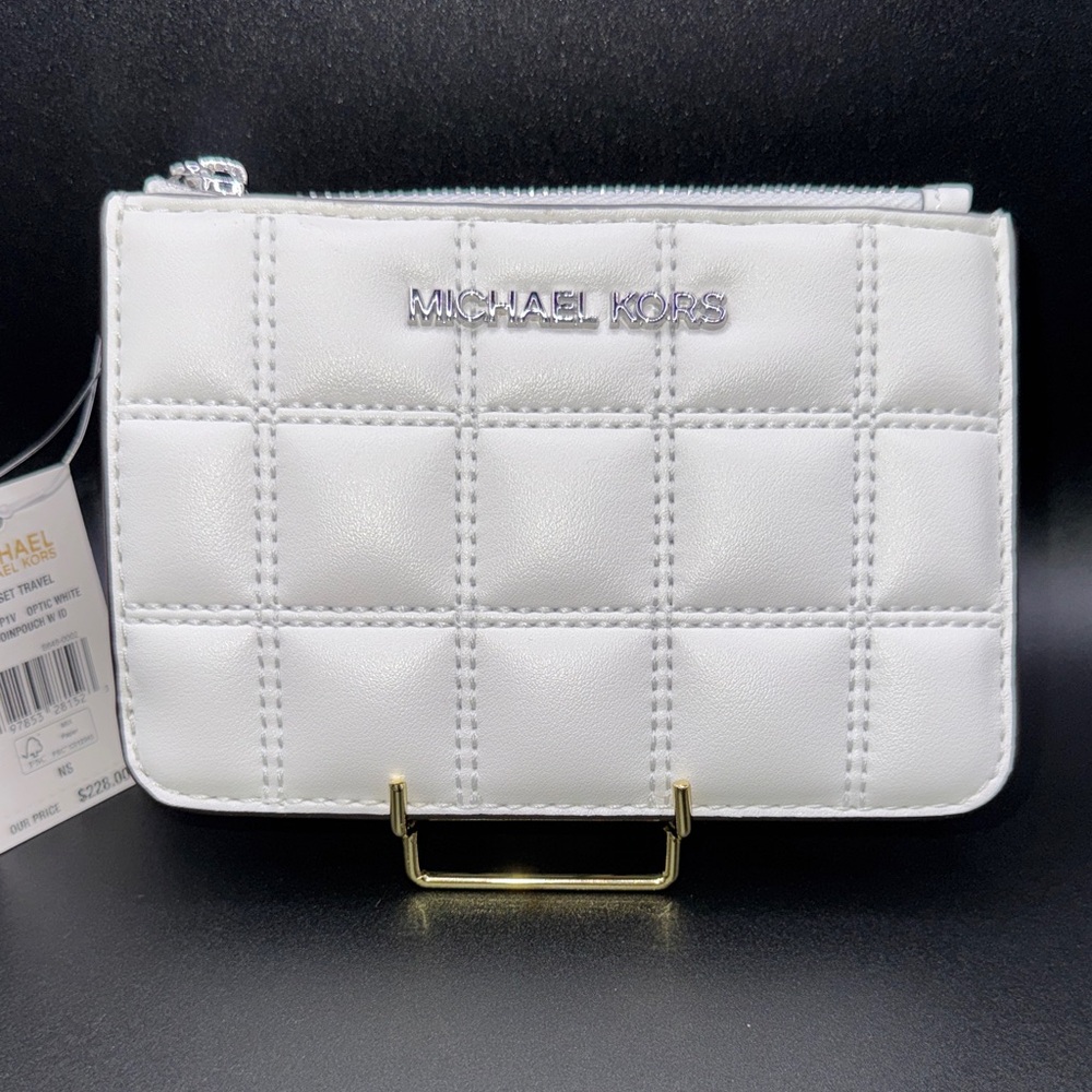 Michael Kors White Quilted Key & Card Holder